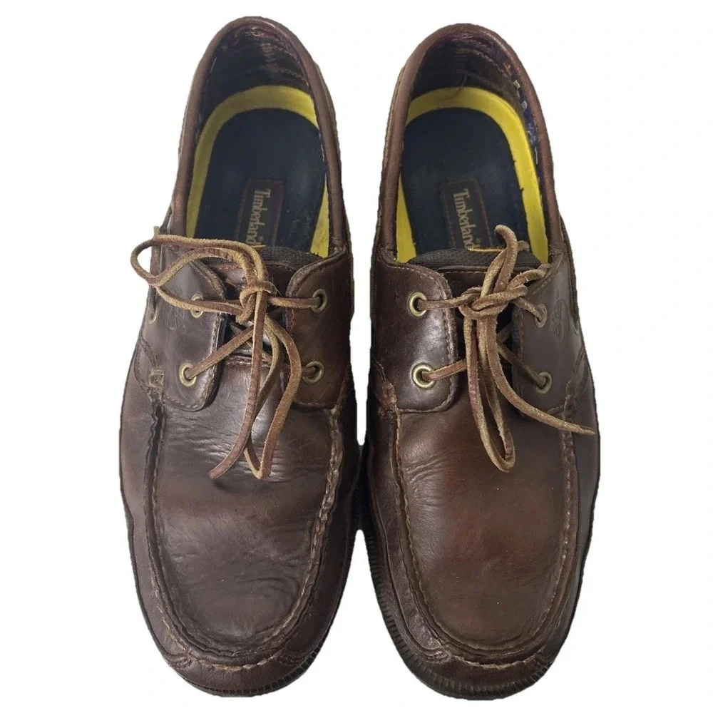 Timberland Leather Boat Shoes Mens 10.5 M Brown Preppy Classic